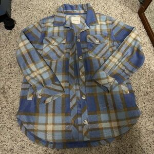 Thread & Supply Blue and Brown Plaid polar fleece Shirt Jacket